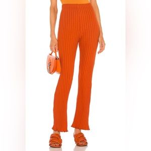 Simon Miller Orange Ribbed Boot-Cut Knit Pants